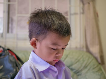 Close-up portrait of cute boy