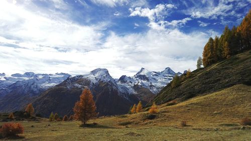 Scenic view of mountains against sky