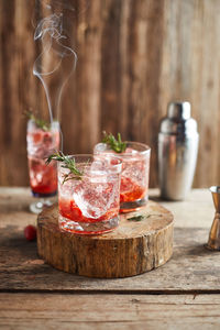 Close-up of cocktail in glass on table