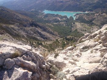 High angle view of rocky mountains