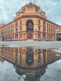 Reflection of building in water