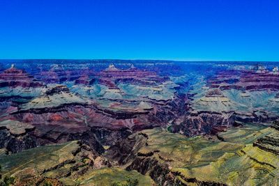 Scenic view of landscape against clear blue sky