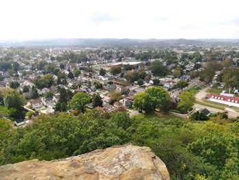 High angle view of townscape against sky