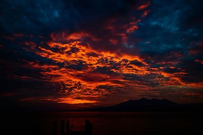 Scenic view of dramatic sky over sea