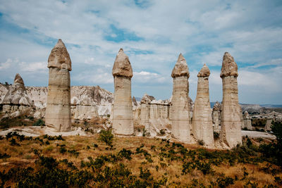 Low angle view of a rock formations