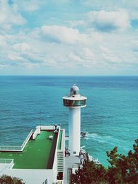 Scenic view of sea against cloudy sky