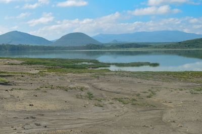 Scenic lake against a mountain background, lake elementaita, naivasha, rift valley, kenya