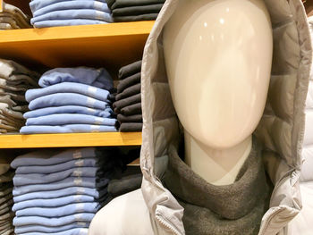 Close-up of hood on mannequin 