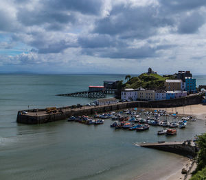 High angle view of sea against sky