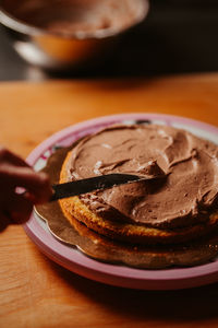 Close-up of food in plate on table