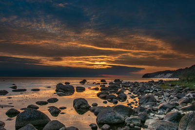 Scenic view of sea against sky during sunset