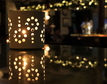 Close-up of illuminated christmas lights