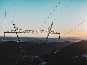 Scenic view of mountains against sky during sunset