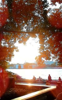 View of beach at sunset