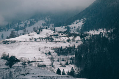 Panoramic view of landscape against sky during winter