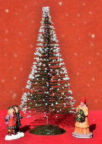 Christmas decoration over red background