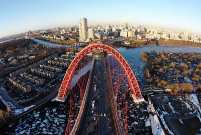 High angle view of cityscape against sky