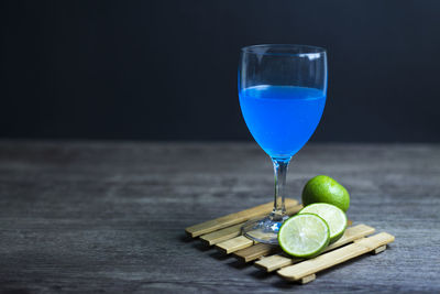 Green drink on table