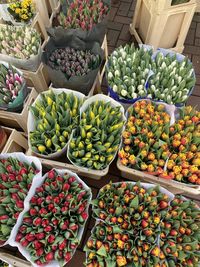 High angle view of fruits for sale in market