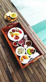 High angle view of food on table