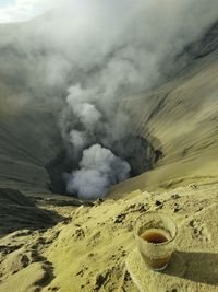 High angle view of drink at mt bromo