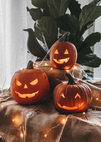 Close-up of pumpkin at home
