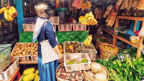 Various fruits for sale at market stall