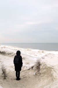 Rear view of man standing on beach