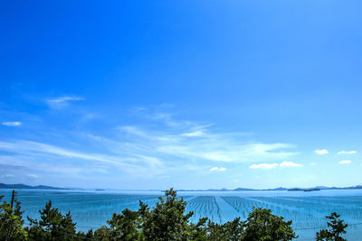 Scenic view of sea against blue sky