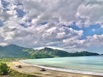 Scenic view of beach against sky