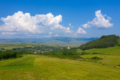 Aerial view of a countryside village. valeni, transylvania, romania