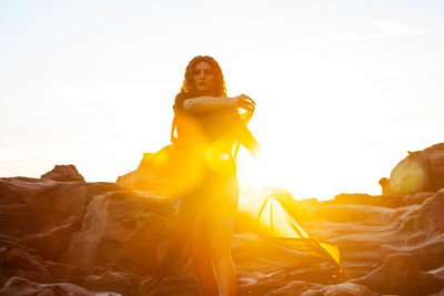 Sunset and a lady silohuette