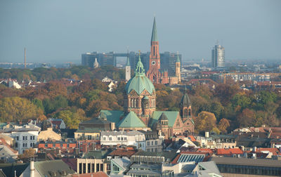 Aerial view of buildings in city