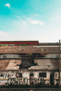 View of old town against cloudy sky