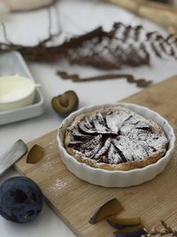 Close-up of dessert in plate on table