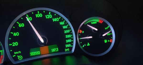 Close-up of illuminated lighting equipment in car