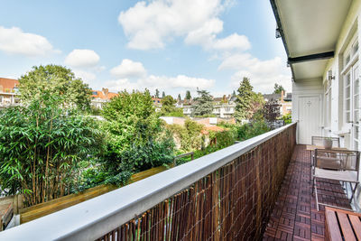 High angle view of trees against sky