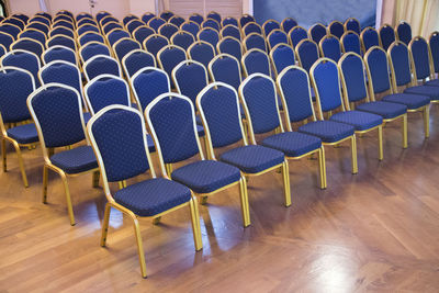 Empty chairs on table