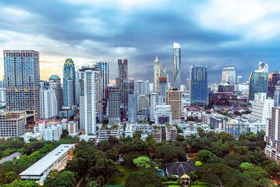 Modern buildings in the city against sky cityscape bangkok downtown at twilight