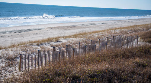 Scenic view of beach against sky