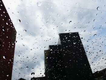 View of raindrops on window