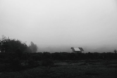 Scenic view of field against clear sky