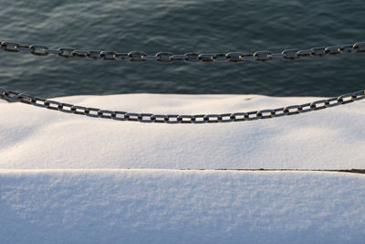 High angle view of chain on water
