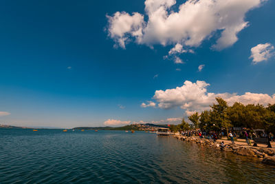 Scenic view of lake against sky