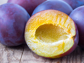 High angle view of fruits on table