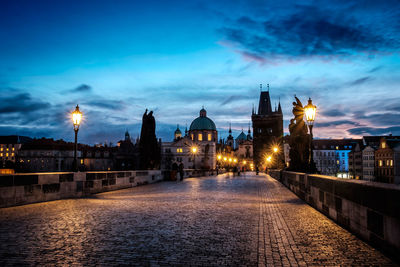 View of illuminated city at night