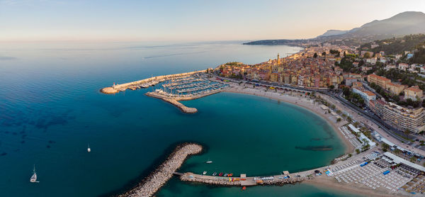 High angle view of sea against sky