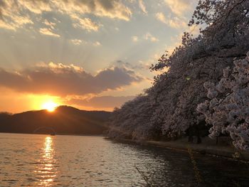 Scenic view of sea against sky during sunset