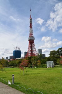 View of buildings against cloudy sky