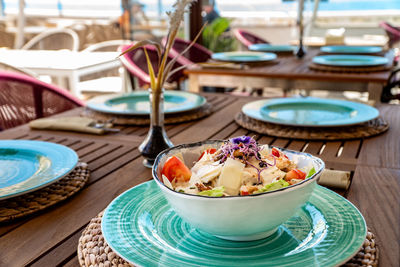 Close-up of food on table